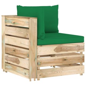 Ecksofa mit grün imprägnierten Holzkissen von vidaXL, Modulare Sofas für den Außenbereich - Ref: Foro24-3074500, Preis: 148,9...