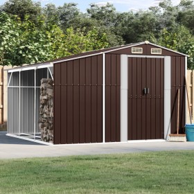 Galvanized steel garden shed in brown, 277x279x179 cm. by vidaXL, Sheds - Ref: Foro24-3188296, Price: 565,75 €, Discount: %