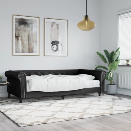 Sofá cama con colchón cuero sintético negro 90x200 cm de vidaXL, Camas y somieres - Ref: Foro24-3197719, Precio: 430,13 €, De...