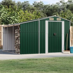 Green galvanized steel garden shed 277x279x179 cm by vidaXL, Sheds - Ref: Foro24-3188287, Price: 530,27 €, Discount: %