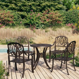 Bistrotisch und Stühle, 5 Stück, Aluminiumguss, bronzefarben von vidaXL, Gartensets - Ref: Foro24-3070598, Preis: 720,98 €, R...