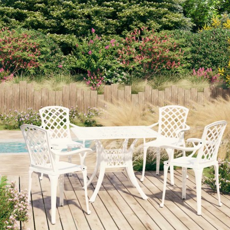 Bistro table and chairs 5 pieces white cast aluminum by vidaXL, Garden sets - Ref: Foro24-3070615, Price: 731,88 €, Discount: %