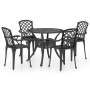 Bistrotisch und Stühle 5 Stück Aluminiumguss schwarz von vidaXL, Gartensets - Ref: Foro24-3070611, Preis: 743,13 €, Rabatt: %