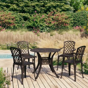 Bistrotisch und Stühle, 5 Stück, Aluminiumguss, bronzefarben von vidaXL, Gartensets - Ref: Foro24-3070610, Preis: 698,99 €, R...