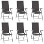 7-piece garden dining set, silver and black aluminum by vidaXL, Garden sets - Ref: Foro24-3070636, Price: 448,64 €, Discount: %