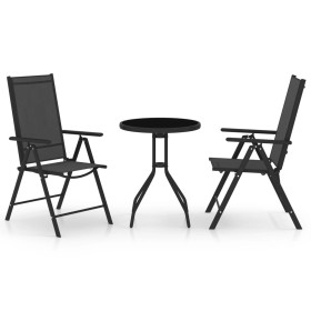 Garden table and chairs set 3 pieces aluminum and black textilene by vidaXL, Garden sets - Ref: Foro24-3070652, Price: 156,99...