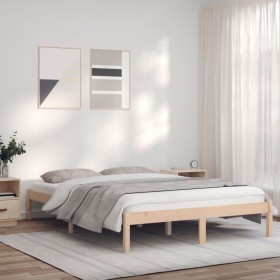 Estructura de cama madera maciza de pino 135x190 cm de vidaXL, Camas y somieres - Ref: Foro24-835739, Precio: 106,99 €, Descu...