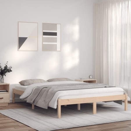 Solid pine wood bed frame 140x190 cm by vidaXL, Beds and slatted bases - Ref: Foro24-835742, Price: 108,42 €, Discount: %