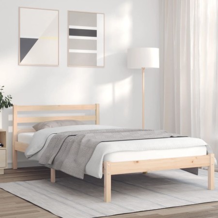 Estructura de cama madera maciza de pino 90x190 cm de vidaXL, Camas y somieres - Ref: Foro24-835811, Precio: 93,67 €, Descuen...