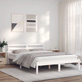 Solid white pine wood bed frame 120x190 cm by vidaXL, Beds and slatted bases - Ref: Foro24-835815, Price: 151,78 €, Discount: %