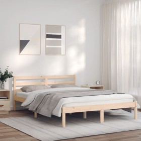 Estructura de cama madera maciza de pino 135x190 cm de vidaXL, Camas y somieres - Ref: Foro24-835817, Precio: 133,49 €, Descu...