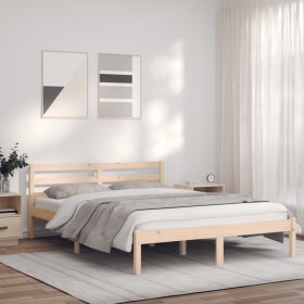 Estructura de cama de madera maciza de pino 140x190 cm de vidaXL, Camas y somieres - Ref: Foro24-835820, Precio: 136,25 €, De...