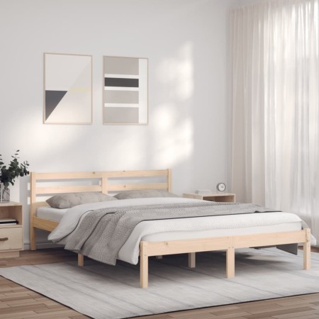 Solid pine wood bed frame 140x190 cm by vidaXL, Beds and slatted bases - Ref: Foro24-835820, Price: 136,25 €, Discount: %