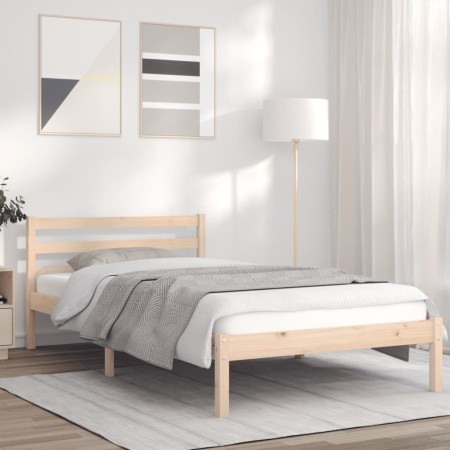 Estructura de cama madera maciza de pino 90x200 cm de vidaXL, Camas y somieres - Ref: Foro24-835823, Precio: 96,13 €, Descuen...