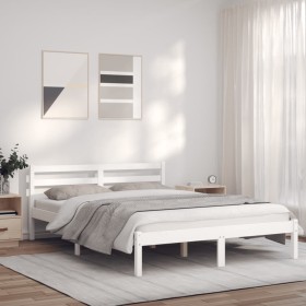 Estructura de cama madera maciza de pino blanco 120x200 cm de vidaXL, Camas y somieres - Ref: Foro24-835830, Precio: 153,90 €...