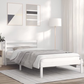 Solid white pine wood bed frame 90x200 cm by vidaXL, Beds and slatted bases - Ref: Foro24-835824, Price: 114,48 €, Discount: %