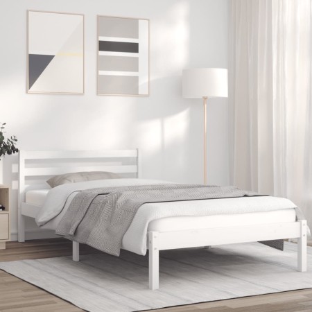 Solid white pine wood bed frame 90x200 cm by vidaXL, Beds and slatted bases - Ref: Foro24-835824, Price: 114,48 €, Discount: %