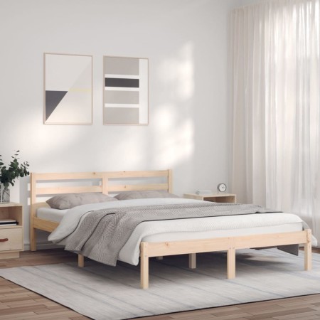 Solid pine wood bed frame 150x200 cm by vidaXL, Beds and slatted bases - Ref: Foro24-835835, Price: 142,66 €, Discount: %