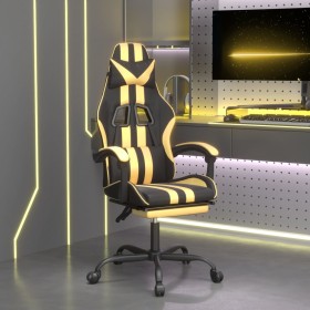 Gaming-Stuhl mit Fußstütze aus schwarzgoldenem Kunstleder von vidaXL, Gaming-Stühle - Ref: Foro24-3143832, Preis: 122,99 €, R...