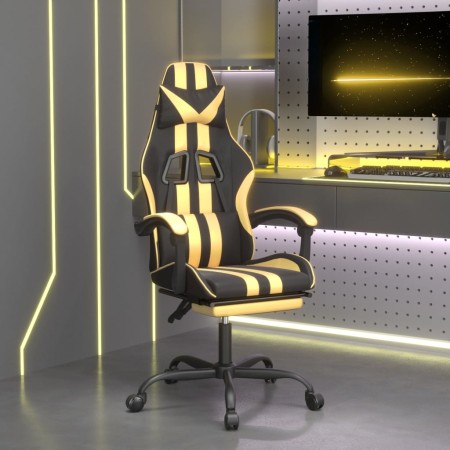 Gaming-Stuhl mit Fußstütze aus schwarzgoldenem Kunstleder von vidaXL, Gaming-Stühle - Ref: Foro24-3143832, Preis: 122,83 €, R...