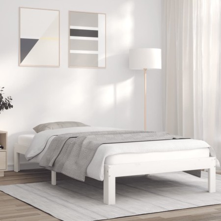 Estructura de cama madera maciza pino blanco 75x190 cm de vidaXL, Camas y somieres - Ref: Foro24-835848, Precio: 95,13 €, Des...