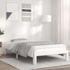 Solid white pine wood bed frame 90x190 cm by vidaXL, Beds and slatted bases - Ref: Foro24-835851, Price: 99,99 €, Discount: %