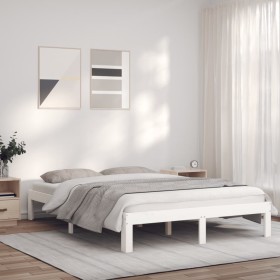 Estructura de cama madera maciza de pino blanco 120x190 cm de vidaXL, Camas y somieres - Ref: Foro24-835854, Precio: 132,99 €...