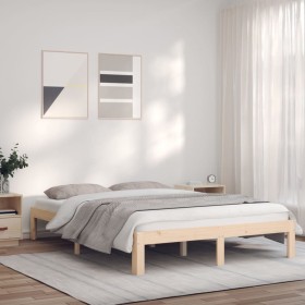 Estructura de cama de madera maciza de pino 140x190 cm de vidaXL, Camas y somieres - Ref: Foro24-835859, Precio: 118,74 €, De...