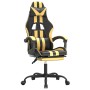 Silla gaming con reposapiés cuero sintético negro dorado de vidaXL, Sillones para videojuegos - Ref: Foro24-3143832, Precio: ...