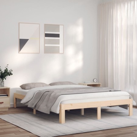 Estructura de cama madera maciza de pino 140x200 cm de vidaXL, Camas y somieres - Ref: Foro24-835871, Precio: 118,56 €, Descu...