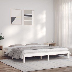 Solid white pine wood bed frame 180x200 cm by vidaXL, Beds and slatted bases - Ref: Foro24-835881, Price: 156,99 €, Discount: %