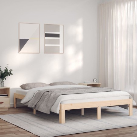 Solid pine wood bed frame 160x200 cm by vidaXL, Beds and slatted bases - Ref: Foro24-835877, Price: 127,22 €, Discount: %