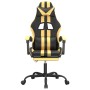 Silla gaming con reposapiés cuero sintético negro dorado de vidaXL, Sillones para videojuegos - Ref: Foro24-3143832, Precio: ...