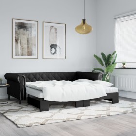 Sofa with trundle bed black synthetic leather 90x200 cm by vidaXL, Beds and slatted bases - Ref: Foro24-3197723, Price: 386,2...