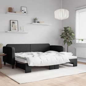 Black fabric trundle sofa bed 80x200 cm by vidaXL, Beds and slatted bases - Ref: Foro24-3196813, Price: 256,99 €, Discount: %