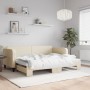 Trundle sofa bed cream fabric 80x200 cm by vidaXL, Beds and slatted bases - Ref: Foro24-3196815, Price: 266,03 €, Discount: %