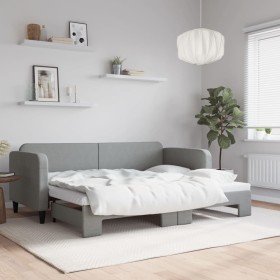 Trundle sofa bed light gray fabric 80x200 cm by vidaXL, Beds and slatted bases - Ref: Foro24-3196811, Price: 266,39 €, Discou...