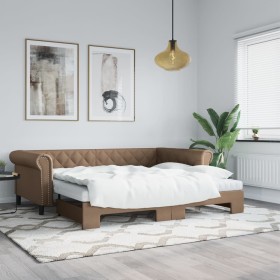 Sofá con cama nido cuero sintético cappuccino 90x200 cm de vidaXL, Camas y somieres - Ref: Foro24-3197726, Precio: 293,90 €, ...