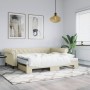 Sofa with trundle bed cream synthetic leather 90x200 cm by vidaXL, Beds and slatted bases - Ref: Foro24-3197725, Price: 318,8...