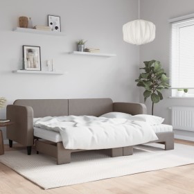 Trundle sofa bed with taupe gray fabric mattress 80x200 cm by vidaXL, Beds and slatted bases - Ref: Foro24-3196832, Price: 41...