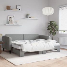 Trundle sofa bed with light gray fabric mattress 80x200 cm by vidaXL, Beds and slatted bases - Ref: Foro24-3196829, Price: 41...