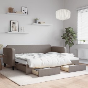 Sofá cama nido con cajones tela gris taupe 80x200 cm de vidaXL, Camas y somieres - Ref: Foro24-3196850, Precio: 323,71 €, Des...