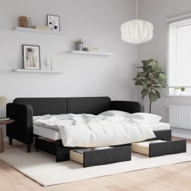 Trundle sofa bed with drawers black fabric 80x200 cm by vidaXL, Beds and slatted bases - Ref: Foro24-3196867, Price: 453,99 €...