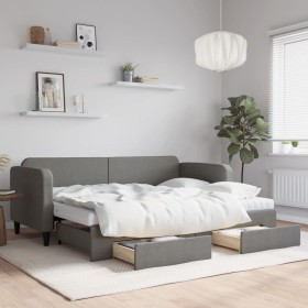 Trundle sofa bed with drawers dark gray fabric 80x200 cm by vidaXL, Beds and slatted bases - Ref: Foro24-3196866, Price: 463,...