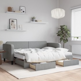 Trundle sofa bed with drawers light gray fabric 80x200 cm by vidaXL, Beds and slatted bases - Ref: Foro24-3196865, Price: 491...