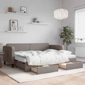 Trundle sofa bed with drawers taupe gray fabric 80x200 cm by vidaXL, Beds and slatted bases - Ref: Foro24-3196868, Price: 468...