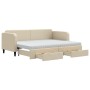 Trundle sofa bed with drawers cream fabric 80x200 cm by vidaXL, Beds and slatted bases - Ref: Foro24-3196869, Price: 468,99 €...