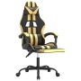 Silla gaming con reposapiés cuero sintético negro dorado de vidaXL, Sillones para videojuegos - Ref: Foro24-3143832, Precio: ...