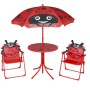 Set mesa y sillas de jardín infantil 3 pzas con sombrilla rojo de vidaXL, Conjuntos de jardín - Ref: Foro24-41842, Precio: 69...