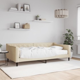 Sofa bed with cream fabric mattress 100x200 cm by vidaXL, Beds and slatted bases - Ref: Foro24-3197417, Price: 387,56 €, Disc...